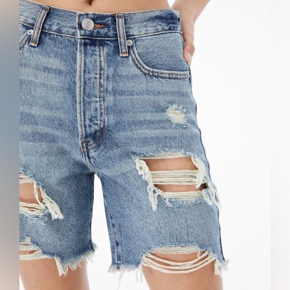 Aeropostale Denim Skater Shorts Distressed Vintage 90s Slouchy High Rise - Picture 3 of 12